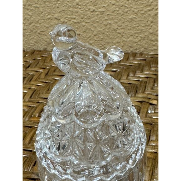 Vintage Cut Crystal Three Leg Egg Shape Lidded Bird Trinket Dish - Picture 3 of 6